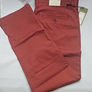 Men's Slim Straight Chinos in Brick Red